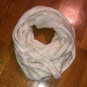 EXPRESS White/Silver Sequin Infinity Scarf